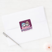 Happy Panda Holiday Vierkante Sticker (Envelop)