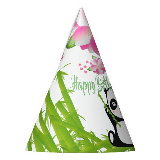 Happy Panda met Bamboo en Cherry Blossom Feesthoedjes (Links)