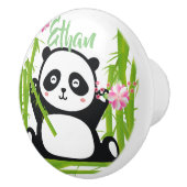 Happy Panda met Bamboo en Cherry Blossom Keramische Knop (Rechts)