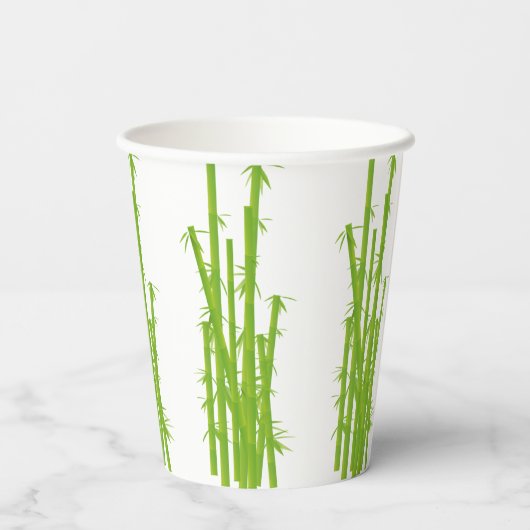 Happy Panda met Bamboo en Cherry Blossom   Papieren Bekers (Achterkant)