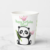 Happy Panda met Bamboo en Cherry Blossom   Papieren Bekers (Voorkant)