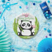 Happy Panda met Bamboo en Cherry Blossom Papieren Bordje (Feest)