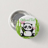 Happy Panda met Bamboo en Cherry Blossom Ronde Button 3,2 Cm (Voorkant /achterkant)