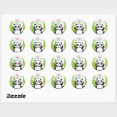 Happy Panda met Bamboo en Cherry Blossom Ronde Sticker (Vel)