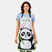 Happy Panda met Bamboo en Cherry Blossom Schort (Gedragen)