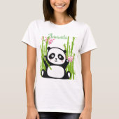 Happy Panda met Bamboo en Cherry Blossom  T-shirt (Voorkant)