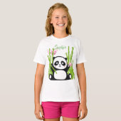 Happy Panda met Bamboo en Cherry Blossom  T-shirt (Voorkant volledig)