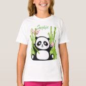 Happy Panda met Bamboo en Cherry Blossom T-shirt (Voorkant)