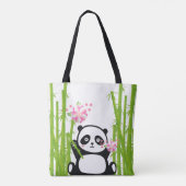 Happy Panda met Bamboo en Cherry Blossom Tote Bag (Achterkant)