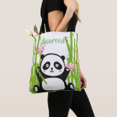 Happy Panda met Bamboo en Cherry Blossom Tote Bag (Dichtbij)