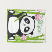 Happy Panda met Bamboo en Cherry Blossom Wandkleed (Voorkant (horizontaal))