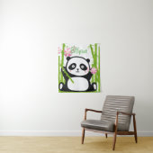 Happy Panda met Bamboo en Cherry Blossom Wandkleed (In situ)