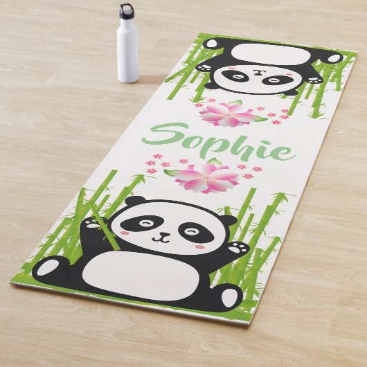 Happy Panda met Bamboo en Cherry Blossom  Yogamat (In situ)