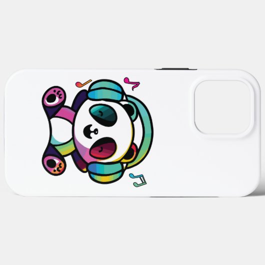 Happy Panda met hoofdtelefoons die naar muziek lui Case-Mate iPhone Case (Achterkant (horizontaal))