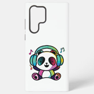 Happy Panda met hoofdtelefoons die naar muziek lui Samsung Galaxy Hoesje