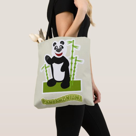 Happy Panda-monium Panda Beer Cartoon Tote Bag (Dichtbij)