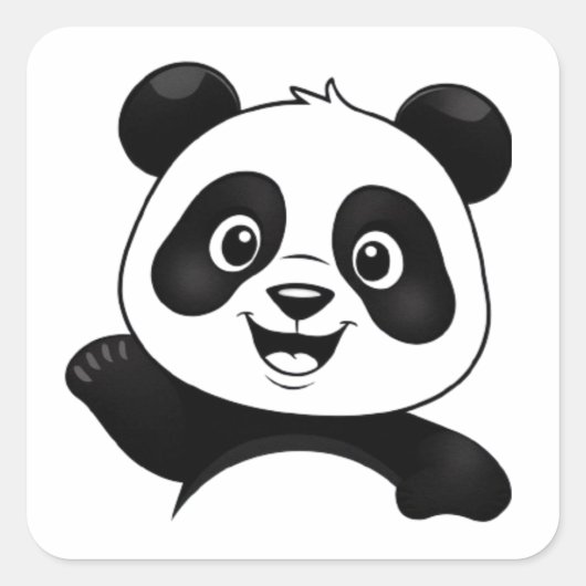 HAPPY PANDA SCHATTIGE VIERKANTE STICKER (Voorkant)