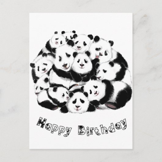 Happy Pandas Funny Verjaardag Kaart (Voorkant)
