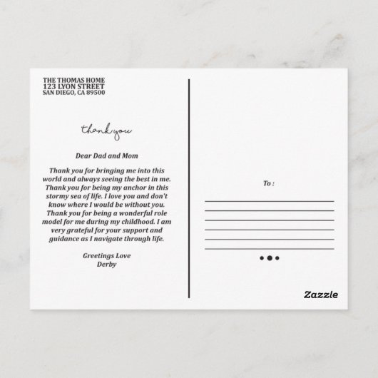 Happy Parents Day Briefkaart Full Color (Achterkant)