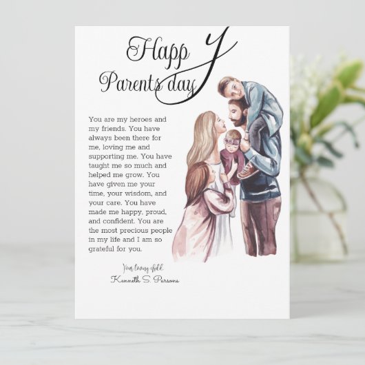 Happy Parents Day Holiday Kaart (Staand voorkant)