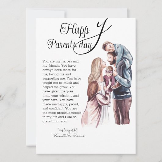 Happy Parents Day Holiday Kaart (Voorkant)