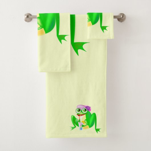 Happy Party Frog - Kies / voeg je kleur toe Bad Handdoek (Insitu)