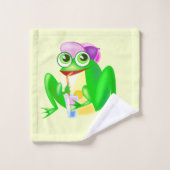 Happy Party Frog - Kies / voeg je kleur toe Bad Handdoek (Wasdoekje)
