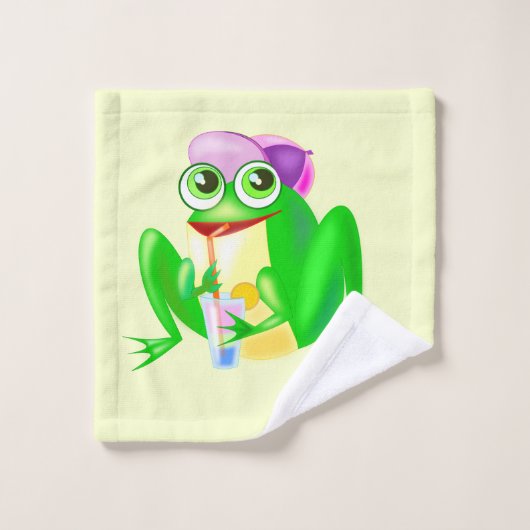 Happy Party Frog - Kies / voeg je kleur toe Bad Handdoek (Wasdoekje)