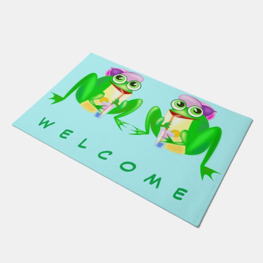 Happy Party Frog - Welkom Doormat Deurmat (Schuin)