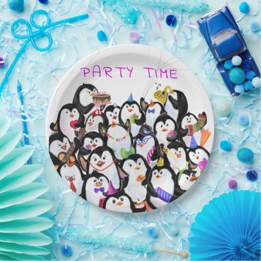 Happy Party Penguin Papier Borden Papieren Bordje (Feest)