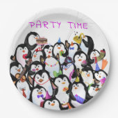 Happy Party Penguin Papier Borden Papieren Bordje (Voorkant)