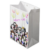 Happy Party Pinguïn Gift Bag Funny - Aangepaste te Medium Cadeauzakje (Voorkant Gekanteld)