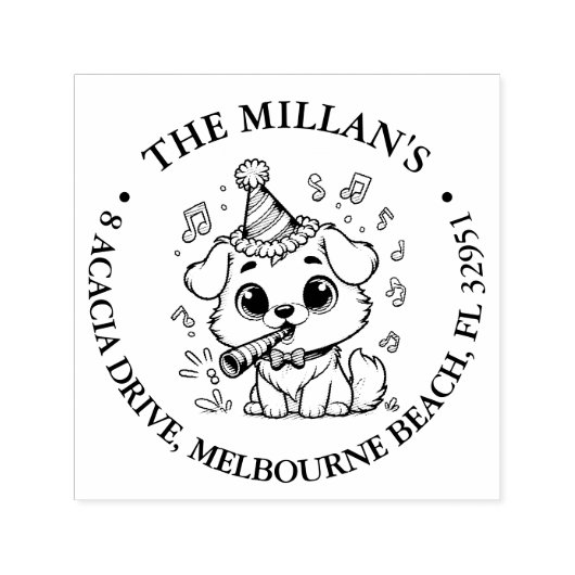 Happy Party Puppy Lover Thema Zelfinktende Stempel (Design)