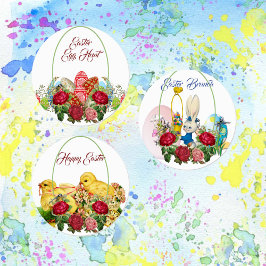 Happy Pasch Brunch Egg Hunt Greenery Multipurpose Labels