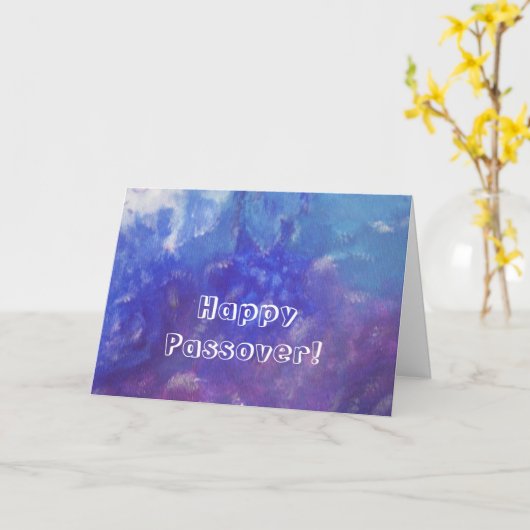 Happy Pascha Blauw Paarse Abstracte Schilderij Kaa Kaart (Gele Bloem)