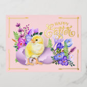 Happy Pasen Baby en Floral Folie Feestdagen Briefkaart (Voorkant)