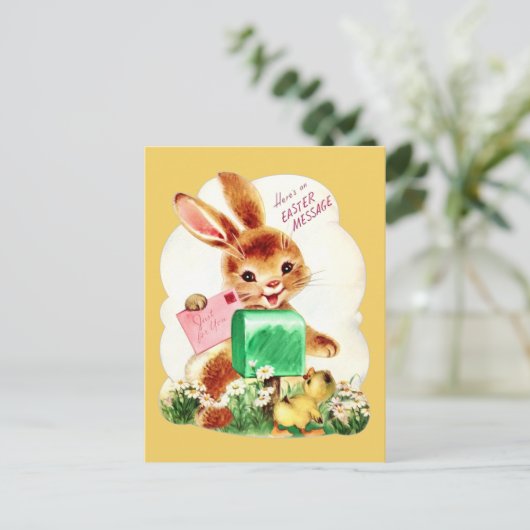  Happy Pasen bericht bunny Feestdagenkaart (Staand voorkant)