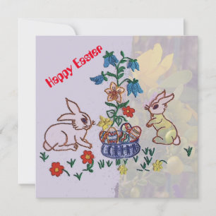 Happy Pasen - Bunnies, Lilies en de groet van Eier Feestdagenkaart