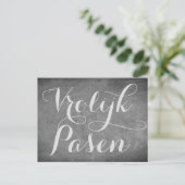 Happy Pasen Chalkboard Typografie Feestdagenkaart (Staand voorkant)