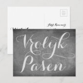 Happy Pasen Chalkboard Typografie Feestdagenkaart (Voorkant / Achterkant)