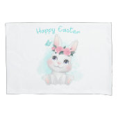 Happy Pasen - Cute Girls & Women Bunny Waterverf Kussensloop (Voorkant)