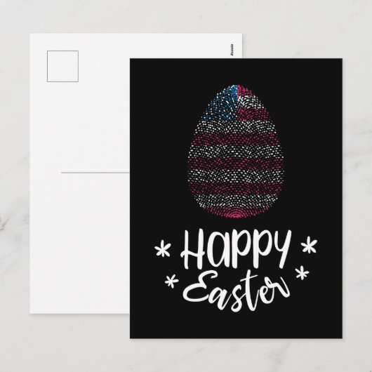 Happy Pasen en paasei met Amerikaanse vlag Feestdagenkaart (Voorkant / Achterkant)