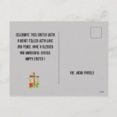 Happy Pasen familie, floral and cross-Christelijk Feestdagenkaart (Achterkant)