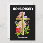 Happy Pasen familie, floral and cross-Christelijk Feestdagenkaart (Voorkant)