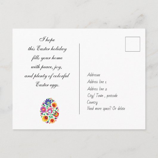 😍 Happy Pasen (folklore) aanpasbaar Briefkaart (Achterkant)