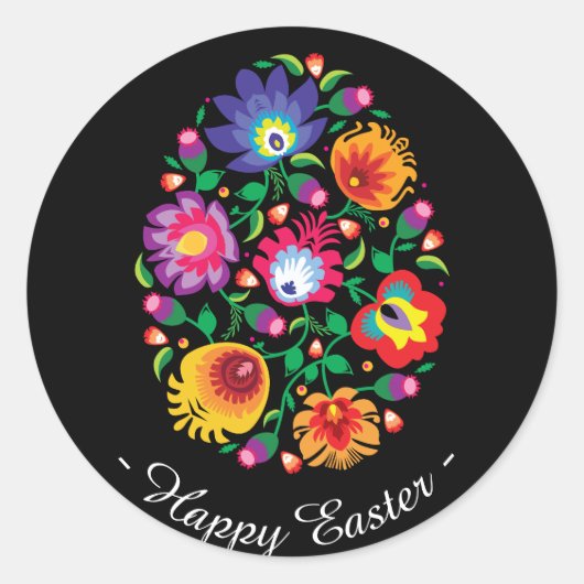 😍 Happy Pasen (folklore) aanpasbaar Ronde Sticker (Voorkant)