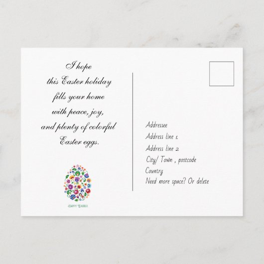 Happy Pasen (folklore) aanpasbare Kaart wit (Achterkant)