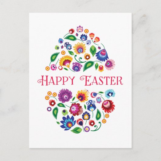 Happy Pasen (folklore) aanpasbare Kaart wit (Voorkant)