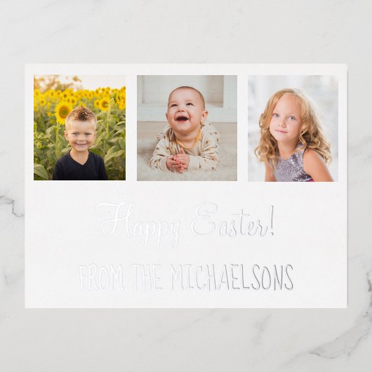 Happy Pasen foto Folie Uitnodiging Briefkaart (Voorkant)