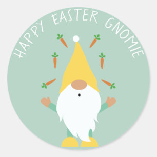 Happy Pasen Gnomie Juggling Carrots Ronde Sticker